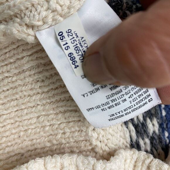 American Eagle Shawl Collar Stripe Southwest Tribal Knit Belt Cardigan Sz Small - Picture 13 of 15